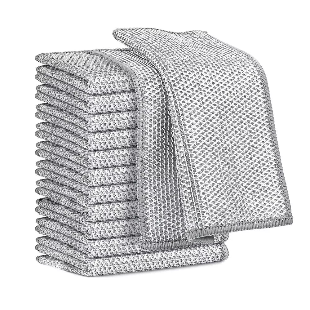 Multipurpose Double-Layer Steel Non-Scratch Dish Cloth - Pack Of 10