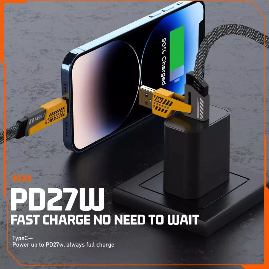65W 4-in-1 Convertible Fast Charging Cable